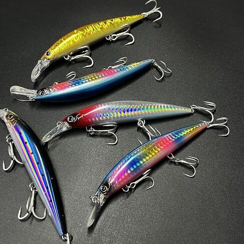3pcs Saltwater Jerkbait, Fishing Hard Baits for Bass, Ocean Bass Fishing Kit | High-Index Plastic Sinking Jerkbait Swimbaits for Bass & Trout | Multi-Color, Casting Lures Saltwater, Artificial Lures in Saudi Arabia