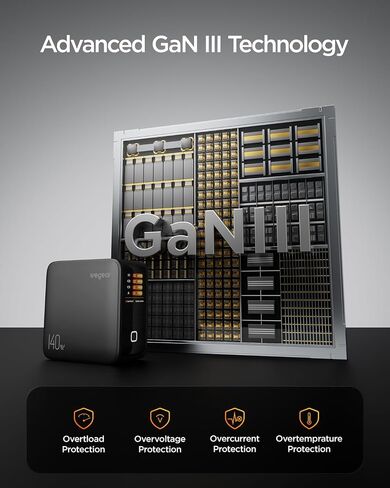 wegear 140W GaN USB C Charger Block، 4-Port PD3.1 شاحن حائط سريع مع شاشة ذكية وتحكم باللمس، محول طاقة قابل للطي مع كابل USB-C 240W لأجهزة MacBook Pro وiPhone 17/16 وiPad وGalaxy S25/S24 in Kuwait