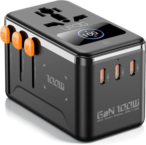200W GaN Universal Travel Adapter, Dual 100W USB-C for 2 Laptops in Saudi Arabia