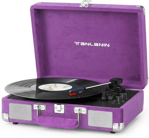 Velvet Record Player with Speakers, Bass/Treble Control, Purple in Saudi Arabia