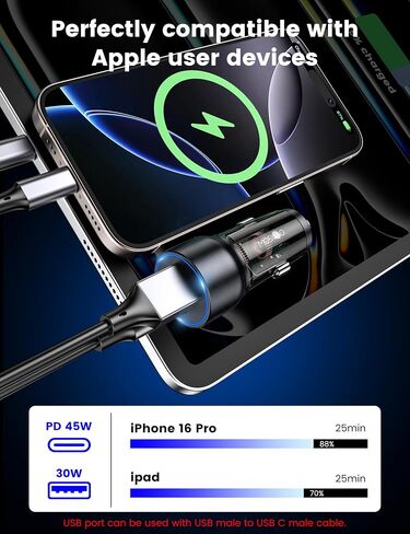 MOSWAG USB C Car Charger, 75W Mini Cigarette Lighter USB Charger in Saudi Arabia