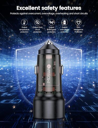 MOSWAG USB C Car Charger, 75W Mini Cigarette Lighter USB Charger in Saudi Arabia