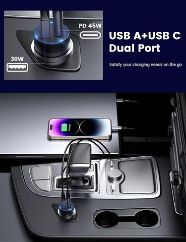 MOSWAG USB C Car Charger, 75W Mini Cigarette Lighter USB Charger in Saudi Arabia