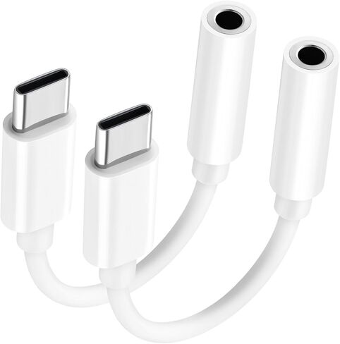 USB-C to 3.5mm Audio Headphone Adapter: 2 Pack Type C Aux Dongle Cable Cord in Saudi Arabia