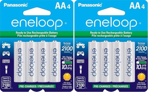 بطاريات Eneloop Panasonic BK-3MCCA4BA AA 2100 Cycle Ni-MH المشحونة مسبقًا القابلة لإعادة الشحن، حزمة 4 بطاريات in Kuwait
