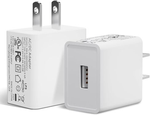 2PCS UL 5V 2A USB Wall Charger AC DC Adapter Universal Portable Travel USB Wall Plug for Phones, Tablets, Bluetooth Speakers, Smart Watches, MP3 Players, Headphones, etc in Saudi Arabia