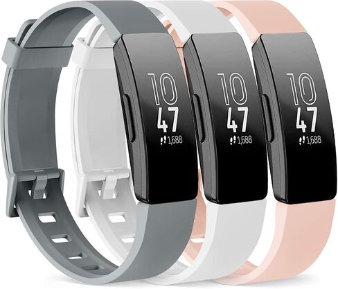 حزمة 3 أساور سيليكون لـ Fitbit Inspire HR وFitbit Inspire 2 وFitbit Inspire & Ace 2 أساور معصم بديلة للنساء والرجال، مقاس صغير كبير (أسود + أزرق داكن + رمادي، صغير: للمعصم من 5.5 إلى 7.9 بوصة) in Kuwait