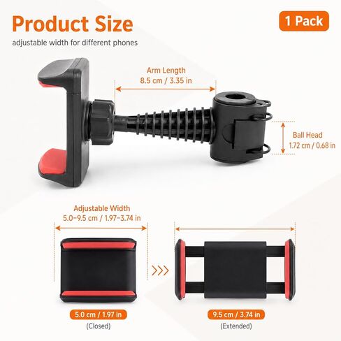 Headrest Phone Holder,Car Headrest Phone Holder,Phone Holder for Car Backseat,Phone Holder for Back Seat,Phone Swing,360° Rotation Design,Plastic Material,for iPhone 17/16/15/14/13 Series in Saudi Arabia