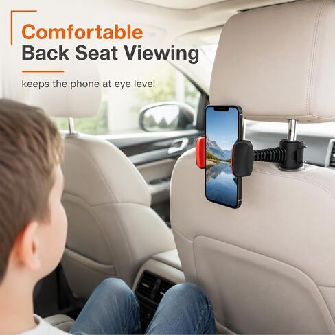 Headrest Phone Holder,Car Headrest Phone Holder,Phone Holder for Car Backseat,Phone Holder for Back Seat,Phone Swing,360° Rotation Design,Plastic Material,for iPhone 17/16/15/14/13 Series in Saudi Arabia