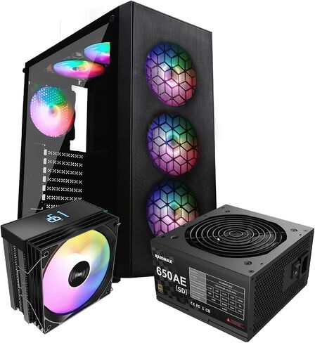 RAIDMAX X921 Mesh Airflow ATX Mid Tower Gaming PC Case, 6X 120mm Static RGB Color Fans Pre-Installed, Tempered Glass Side Panel, High Airflow Design, Supports 320mm GPU & 240mm Radiator (Bundle) in Kuwait
