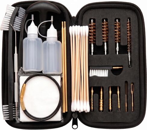 Universal Handgun Cleaning kit .22,.357,.38,9mm,.45 Caliber Pistol Cleaning Kit Bronze Brush and Brass Jag Adapter in Kuwait