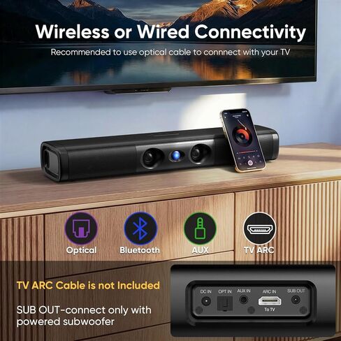Saiyin Sound Bar with Enhanced Bass, Dual Larger Woofer & Dual Bass Ports in Kuwait