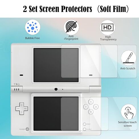 مجموعة ملحقات JDGPOKOO 4 في 1 لجهاز Nintendo DSi، وغطاء حماية شفاف لجهاز NDSi، مجموعتين من واقيات الشاشة وكابل شحن متوافق مع NDSi فقط in Kuwait