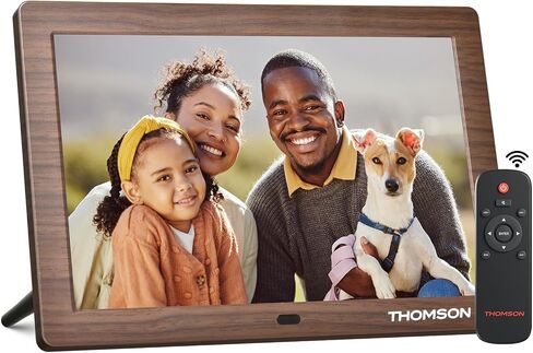THOMSON 8" Digital Picture Frame, 1280 * 800 IPS Full View Ultra Clear Screen with Remote Control, Wooden Frame, Share Videos Photos Send Wishes Auto-Rotate Slideshow Non-WiFi (8 Inch Non-WiFi) in Saudi Arabia