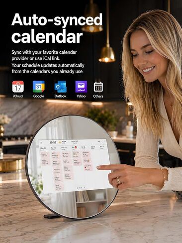 Frameo Digital Picture Frame WiFi Calendar 10.1" Mirror 3-in-1 Touchscreen Photo Frame, Auto-Synced Calendar, Share Photos & Videos via App, 32GB Wall/Tabletop for Parents Grandparents Home Gifts in Kuwait