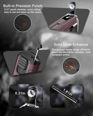 5-in-1 Butane Torch Lighter with Triple Jet Flame, Built-in Straight Cutter, Holder, Punch, Draw Enhancer, Cool Refillable Butane Lighter, Adjustable Windproof Lighters, Gifts for Men, Candle, Travel in Kuwait