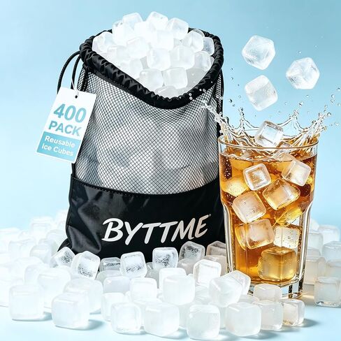 400 Pack Reusable Ice Cubes, BPA-Free Plastic Ice Cubes for Drinks & Coolers - Refreezable, Leakproof, Won't Dilute Flavor Large Pack for Outdoor Camping, Parties, Ice Baths & Everyday Use in Kuwait