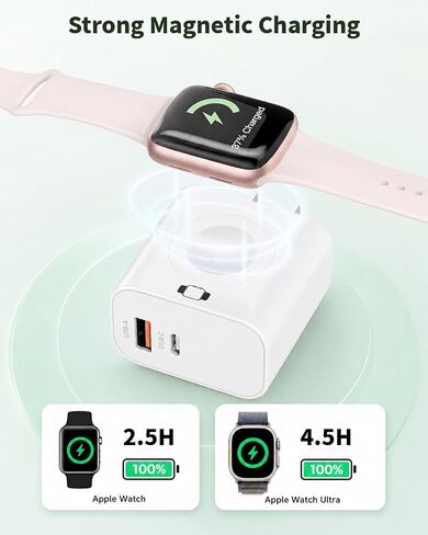 Charging Block for Apple Watch Charger,3 in 1 23W USB C Charging Block Build in Wireless iWatch Charger with 6FT USBC Cable Travel Wall Adapter Compatible with iWatch 11/Ultra/SE/10,iPhone 17/16,iPad in Kuwait