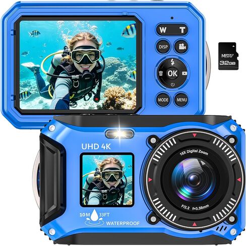 4K Underwater Camera 64MP 33FT Waterproof Camera with 32GB Card in Kuwait