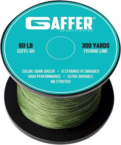 خط صيد مجدول من Gaffer Sportfishing - أخضر - 8 جدائل UHMWPE، قوي للغاية وغير قابل للتمدد، مطلي بسلاسة - مقاوم للتآكل للمياه المالحة والمياه العذبة - قوة عقدة عالية in Kuwait
