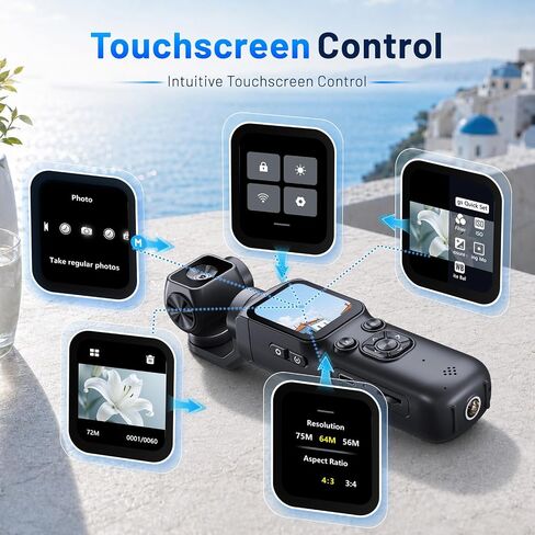 4K Vlogging Camera, 75MP Pocket camera with 330° Rotating Lens, Face Track in Kuwait
