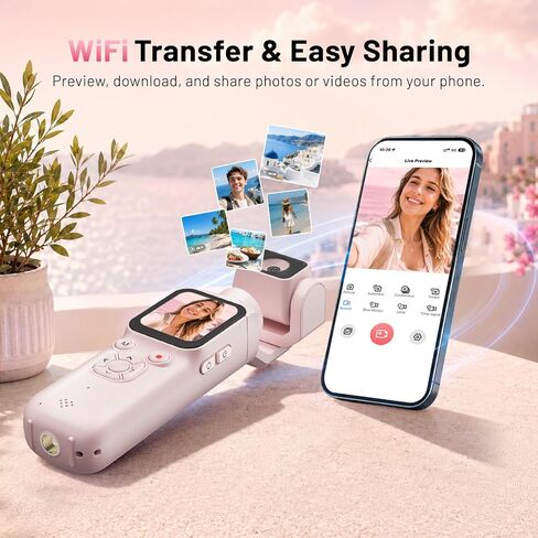 4K Vlogging Camera, 75MP Pocket Camera with 330° Rotating Lens, Face Track in Kuwait