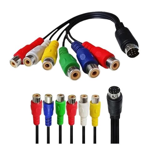 10 دبابيس وسلك DIN فيديو S-Video 10Pin ذكر إلى 6RCA أنثى - مكون RGB ومركب 30 سم in Kuwait