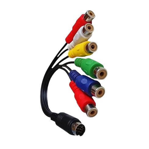 10 دبابيس وسلك DIN فيديو S-Video 10Pin ذكر إلى 6RCA أنثى - مكون RGB ومركب 30 سم in Kuwait