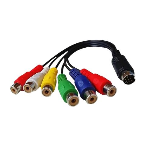 10 دبابيس وسلك DIN فيديو S-Video 10Pin ذكر إلى 6RCA أنثى - مكون RGB ومركب 30 سم in Kuwait