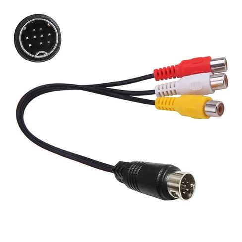 9PIN S-Video ذكر إلى 3RCA أنثى طرفية أحمر، سلك تلفزيون أصفر M1ni DIN9Pin إلى 3RC A Mother in Kuwait