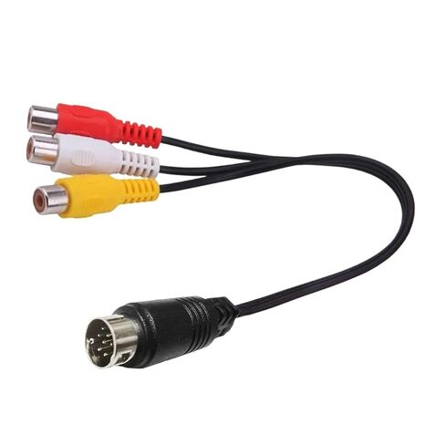 9PIN S-Video ذكر إلى 3RCA أنثى طرفية أحمر، سلك تلفزيون أصفر M1ni DIN9Pin إلى 3RC A Mother in Kuwait