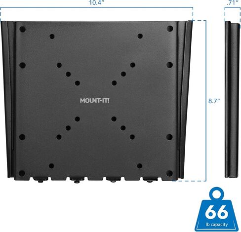 Mount-It! Low Profile Fixed TV Wall Mount – Ultra Slim Flush Design for 23–42 Inch Screens – Fits VESA 200x200 – Heavy-Duty Steel – 66 lb Capacity – 0.7 Inch Wall Clearance – Black in Kuwait