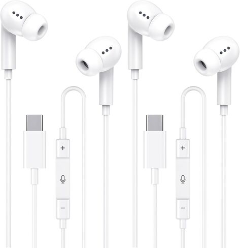 [Apple MFi Certified] USB C Headphones for iPhone 17 16 15,Wired Earbuds with Mic & Volume Control,Noise Cancelling Type C Earphones in-Ear for iPad Pro/Air,Galaxy S25 26 Ultra,Pixel 9,MacBook 2Pcs in Kuwait