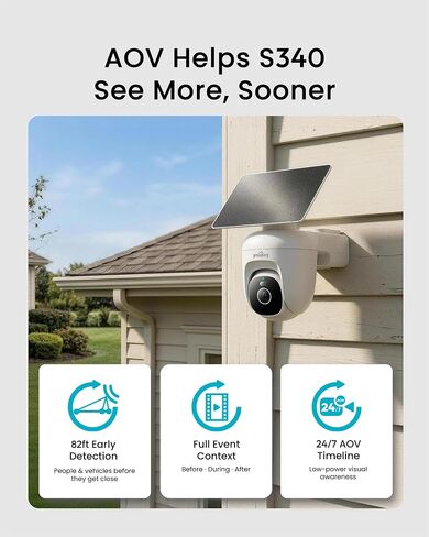 youkey S340 Solar Security Camera, 24/7 AOV Recording, 82ft Early Detection in Kuwait