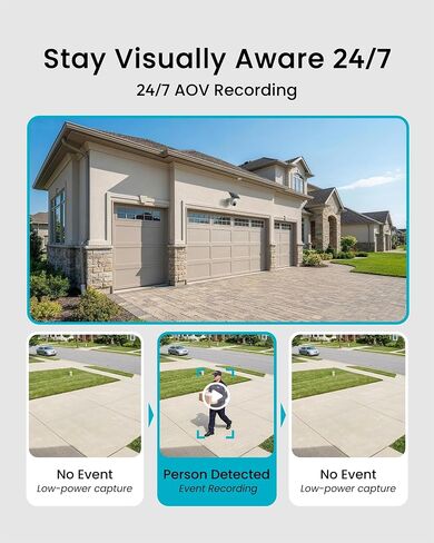 youkey S340 Solar Security Camera, 24/7 AOV Recording, 82ft Early Detection in Kuwait