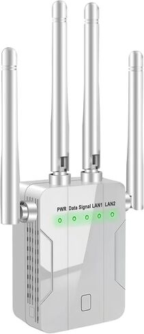 WiFi Extender Signal Booster,1200Mbps WiFi Repeater Dual Band 2.4GHz 5GHz,Wireless Amplifier with Ethernet Port, Mesh Compatible,15000 Sq.ft Whole Home Coverage for Home Villa Apartment (White) in Saudi Arabia