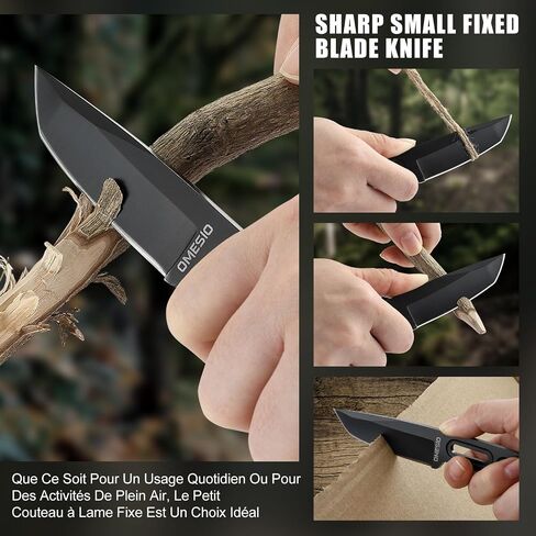 Omesio Small Tanto Fixed Blade Knife, 3.14" 5Cr13MoV Steel EDC Knife in Saudi Arabia