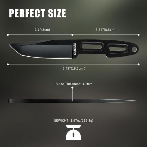 Omesio Small Tanto Fixed Blade Knife, 3.14" 5Cr13MoV Steel EDC Knife in Saudi Arabia