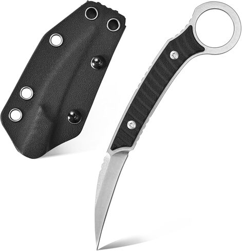 C1394 Fixed Blade Knife, AUS-8 Stonewashed Steel Blade G10 Handle EDC Tool Knife for Outdoor Survival Hiking Camping with Kydex Sheath(Silver) in Saudi Arabia