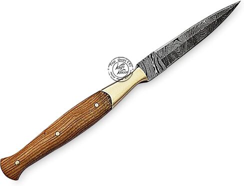 Beautiful Olive Wood Damascus Slim Dagger Hunting Knife, Double Edge, Fixed Blade Hunting Knife for EDC, Camping, Outdoor Survival Hunting Accessories, Gifts for Men, Boyfriend, Dad, Father’s Day Gift, 100% Prime Quality in Kuwait