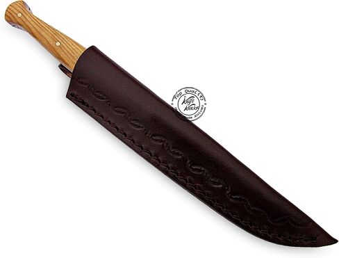 Beautiful Olive Wood Damascus Slim Dagger Hunting Knife, Double Edge, Fixed Blade Hunting Knife for EDC, Camping, Outdoor Survival Hunting Accessories, Gifts for Men, Boyfriend, Dad, Father’s Day Gift, 100% Prime Quality in Kuwait