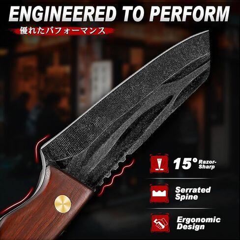 TIVOLI Japanese Tanto Fixed Blade Kitchen Utility Knife with Wood Handle in Kuwait