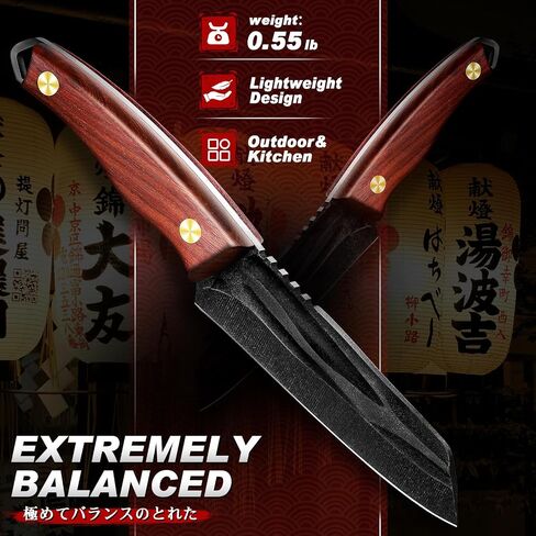 TIVOLI Japanese Tanto Fixed Blade Kitchen Utility Knife with Wood Handle in Kuwait
