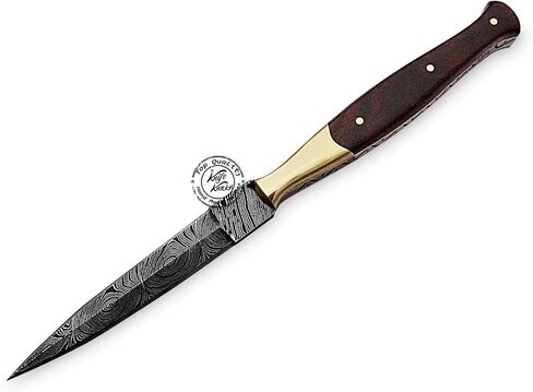 Beautiful Rose Wood Damascus Slim Dagger Hunting Knife, Double Edge, Fixed Blade Hunting Knife for EDC, Camping, Outdoor Survival Hunting Accessories, Gifts for Men, Boyfriend, Dad, Father’s Day Gift, 100% Prime Quality in Kuwait