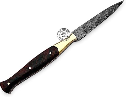 Beautiful Rose Wood Damascus Slim Dagger Hunting Knife, Double Edge, Fixed Blade Hunting Knife for EDC, Camping, Outdoor Survival Hunting Accessories, Gifts for Men, Boyfriend, Dad, Father’s Day Gift, 100% Prime Quality in Kuwait