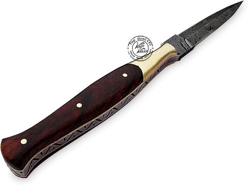 Beautiful Rose Wood Damascus Slim Dagger Hunting Knife, Double Edge, Fixed Blade Hunting Knife for EDC, Camping, Outdoor Survival Hunting Accessories, Gifts for Men, Boyfriend, Dad, Father’s Day Gift, 100% Prime Quality in Kuwait