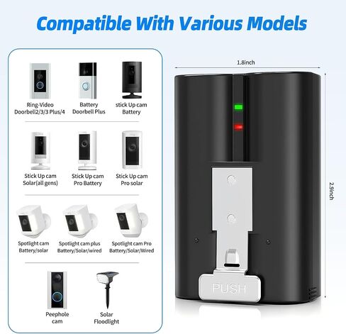 4 عبوات بطارية بديلة بقدرة 6040 مللي أمبير في الساعة مع محطة شاحن متوافقة مع Ring-Doorbell 2/3/3 Plus/4، ضوء غامر بالطاقة الشمسية in Kuwait