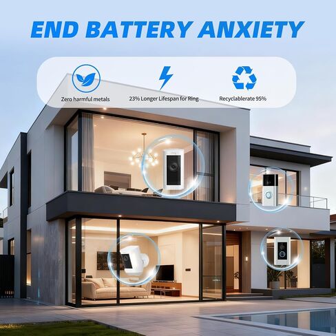 4 عبوات بطارية بديلة بقدرة 6040 مللي أمبير في الساعة مع محطة شاحن متوافقة مع Ring-Doorbell 2/3/3 Plus/4، ضوء غامر بالطاقة الشمسية in Kuwait