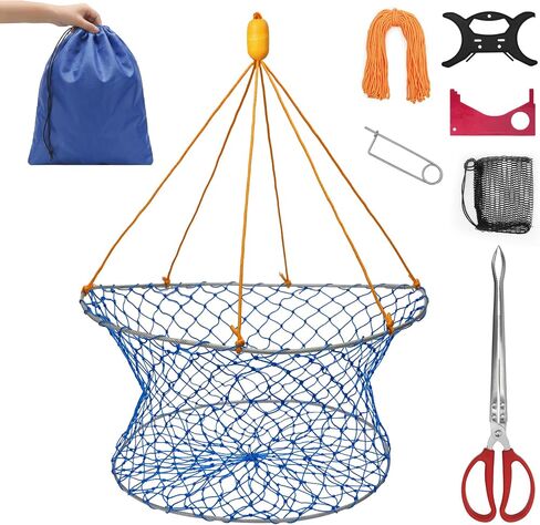 Collapsible Crab Net Foldable Double Ring Crab Stainless Steel Crabs Nets in Saudi Arabia