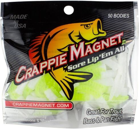 Crappie Magnet Split-Tail Grub Body - White Chartreuse - 50 Pack in Kuwait